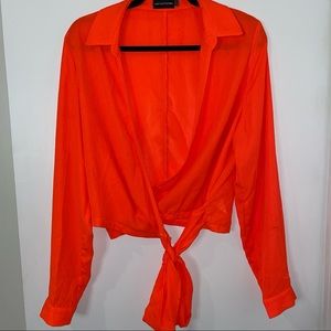 PrettyLittleThing Tie Front Blouse